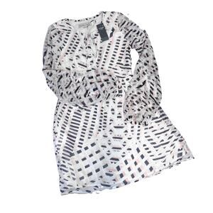 Abercrombie & Fitch Dress size Extra Small Beige Black Coral Sheer Peasant Boho